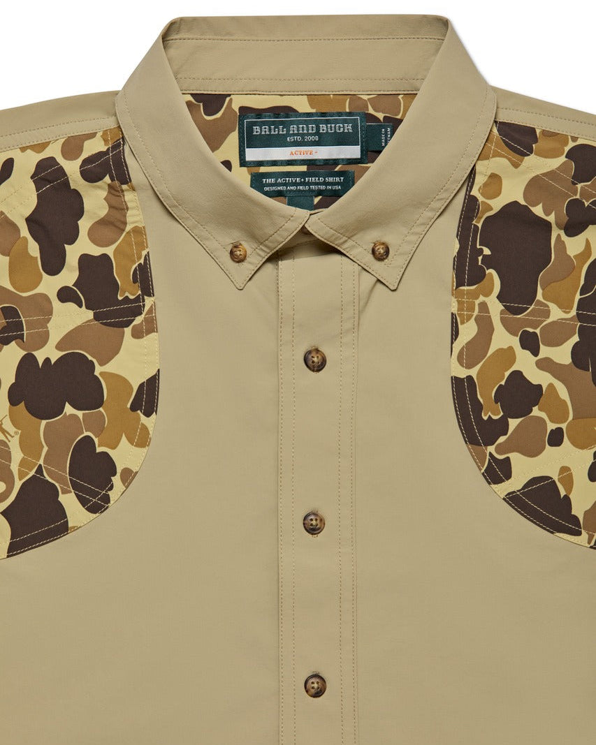 Ball and Buck Active+ Field Shirt in Desert Tan/Original Camo