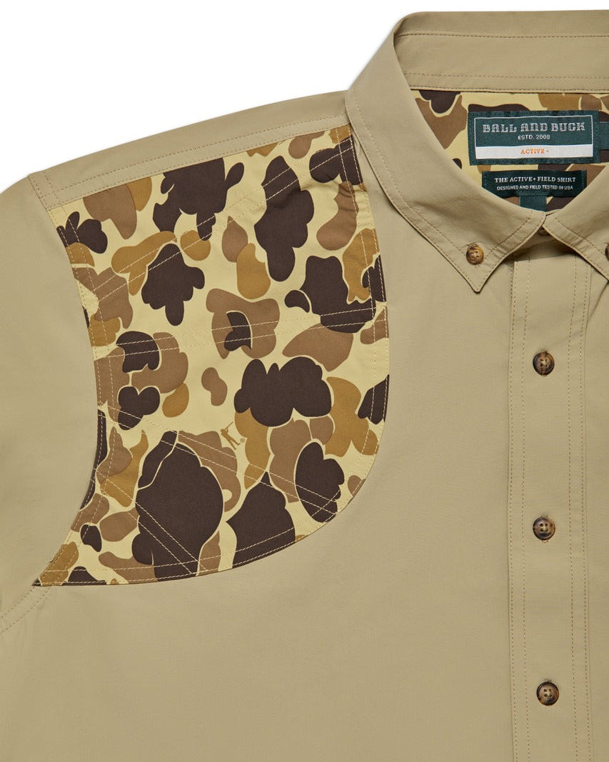 Ball and Buck Active+ Field Shirt in Desert Tan/Original Camo