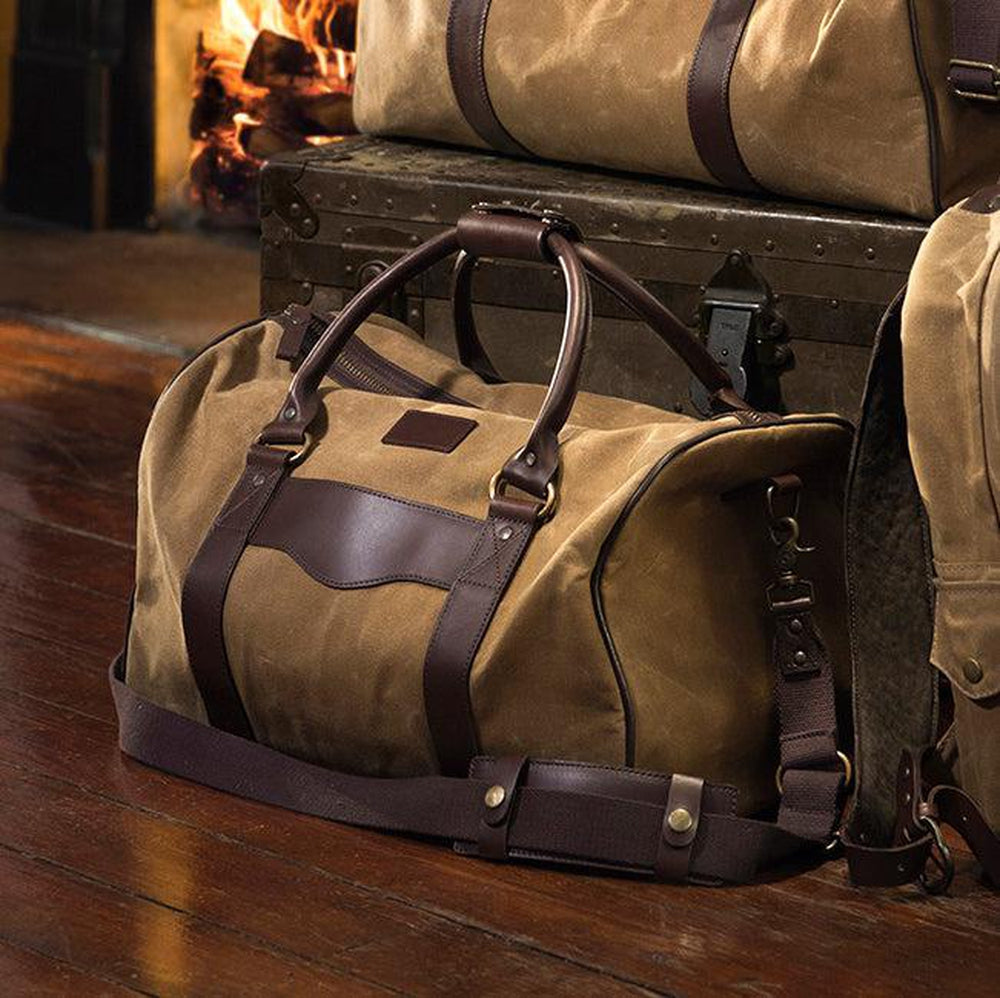Mission Mercantile Campaign Leather & Waxed Canvas Medium Field Duffle Bag