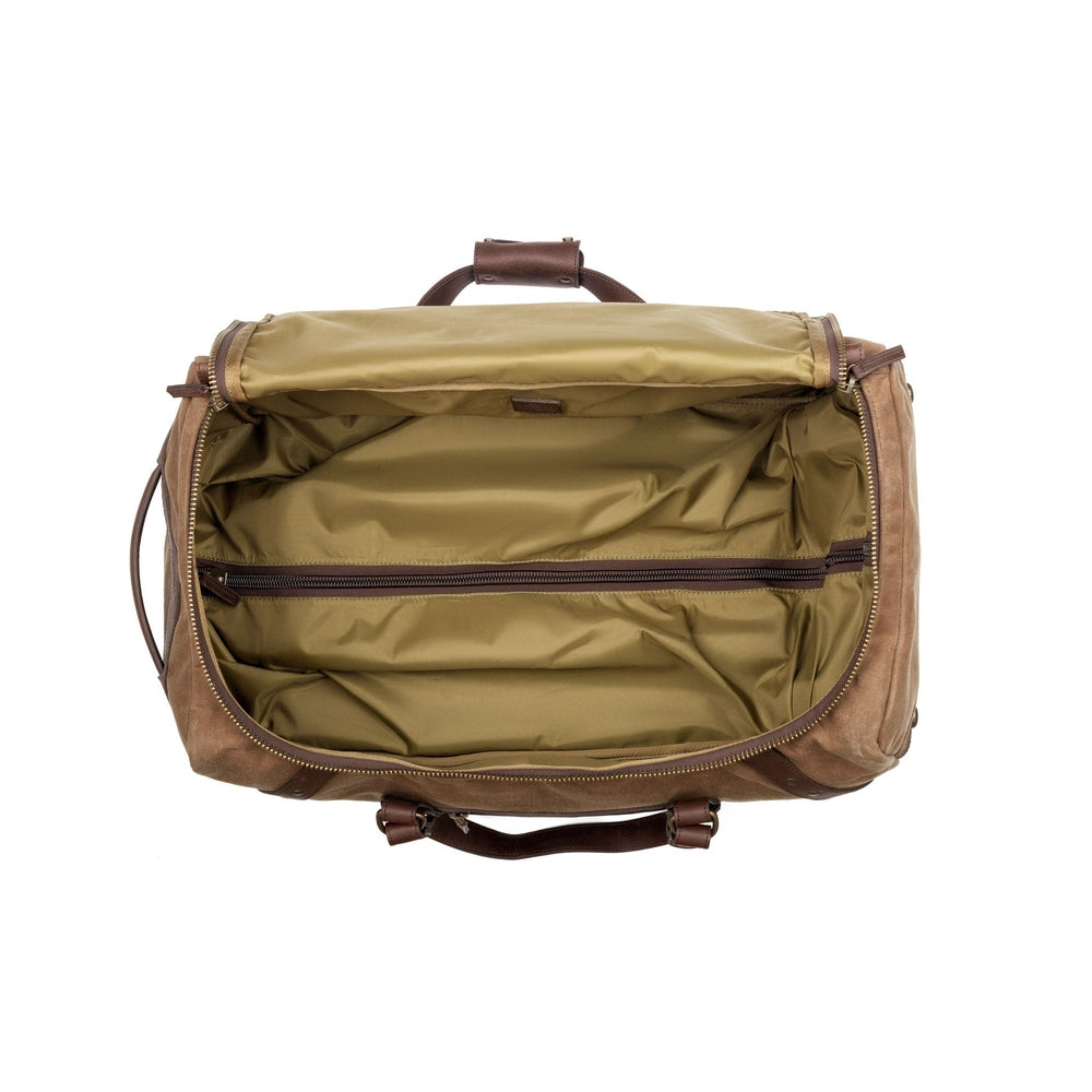 Mission Mercantile Campaign Leather & Waxed Canvas Wheeled Carry-On Duffle Bag