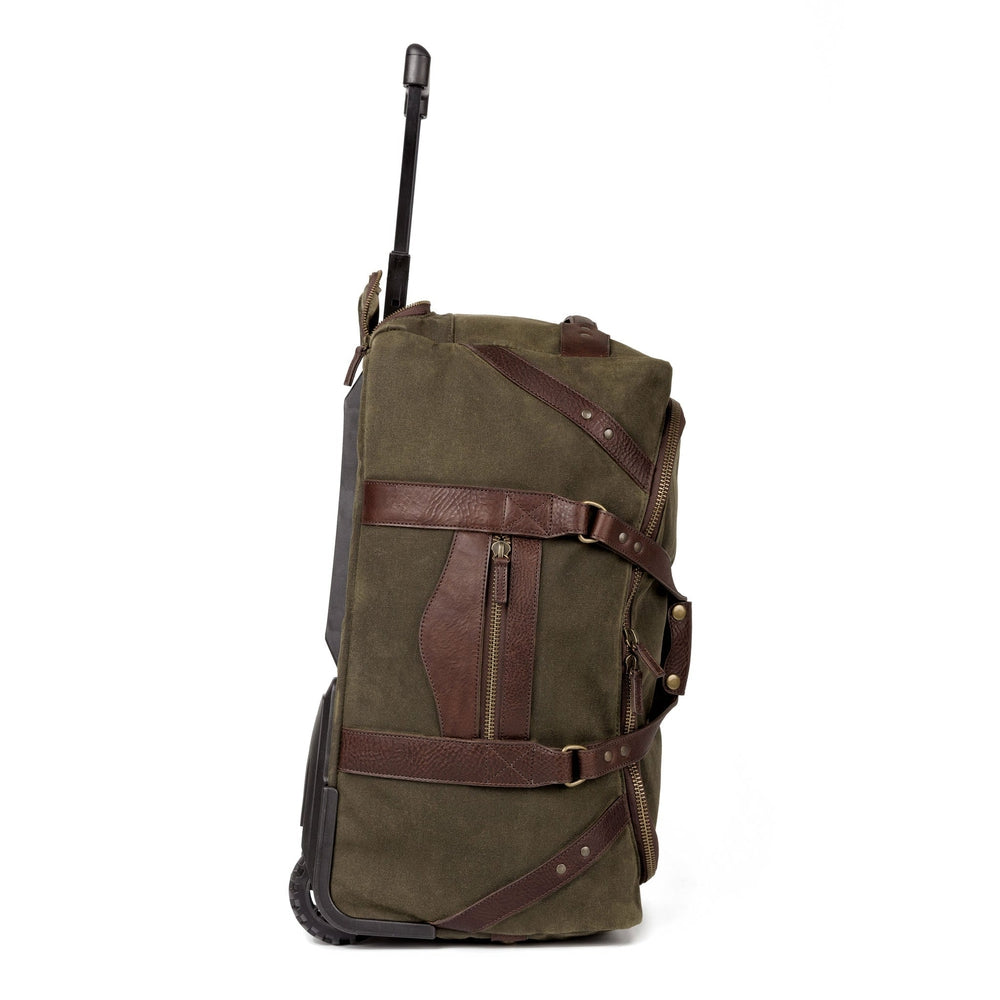 Mission Mercantile Campaign Leather & Waxed Canvas Wheeled Carry-On Duffle Bag