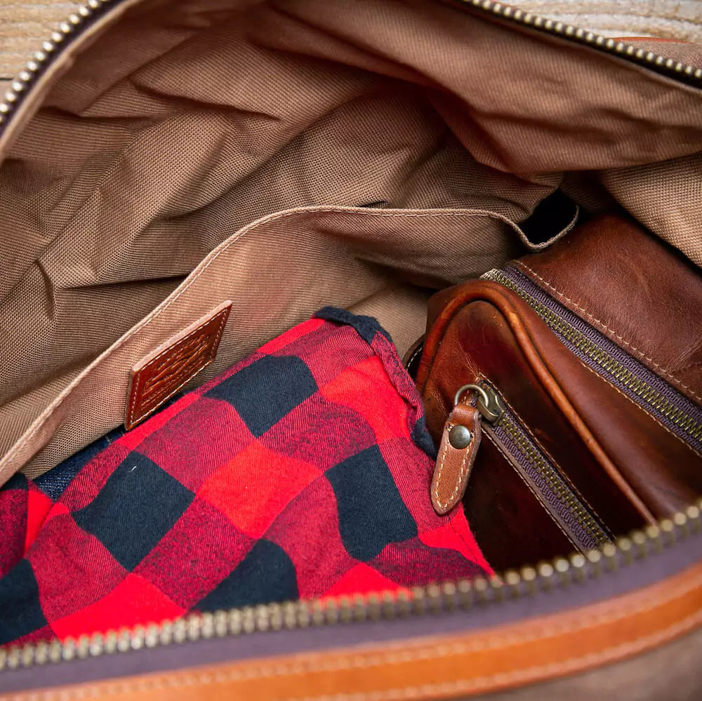 Mission Mercantile Campaign Leather & Waxed Canvas Medium Field Duffle Bag