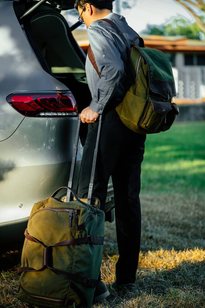 Mission Mercantile Campaign Leather & Waxed Canvas Wheeled Carry-On Duffle Bag