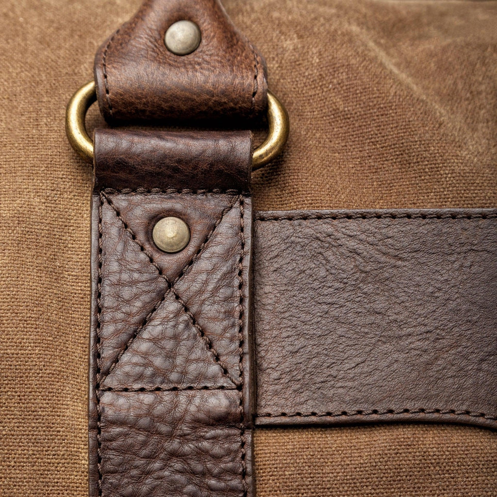 Mission Mercantile Campaign Leather & Waxed Canvas Medium Field Duffle Bag