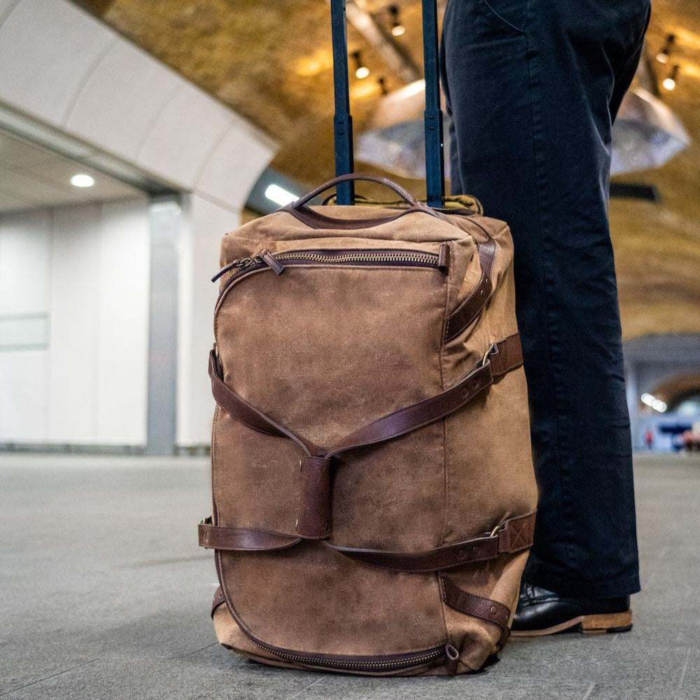 Mission Mercantile Campaign Leather & Waxed Canvas Wheeled Carry-On Duffle Bag